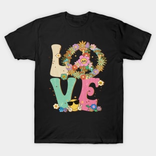 Love Peace Sign 60's 70's Costume Party Outfit Groovy Hippie T-Shirt